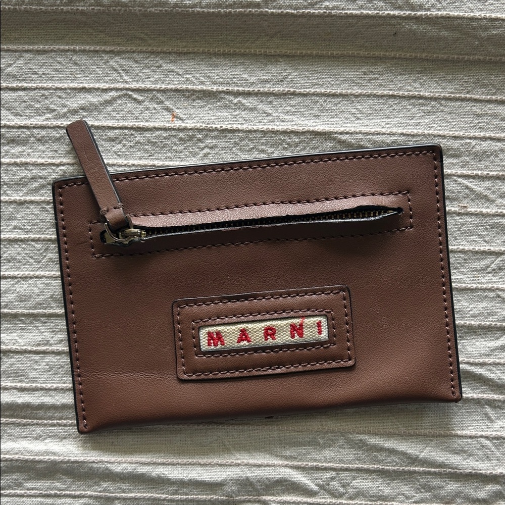 Marni Tan Leather Card Holder with Zip - not authentic